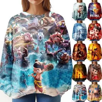 Женская толстовка с длинными рукавами и супер-принтом на весну L чёрный