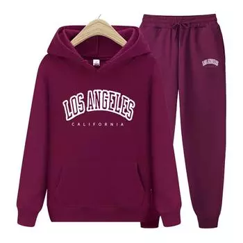 Женская толстовка с длинными рукавами, комплект Лос-Анджелеса, оверсайз, с принтом, женская толстовка, осенне-зимние свободные толстовки S