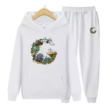 Женская толстовка с длинными рукавами, комплект Studio Ghibli Тоторо, японское аниме, забавная толстовка с героями мультфильмов, женская толстовка S