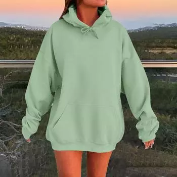 Женская толстовка с длинными рукавами, свободная, с заниженными плечами, с капюшоном, из плюша