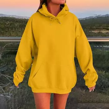 Женская толстовка с длинными рукавами, свободная, с заниженными плечами, с капюшоном, из плюша XXXXXL