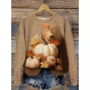 Женская толстовка с капюшоном 3D Pumpkin Halloween Print Толстовка Повседневная толстовка с капюшоном O-Neck Женская толстовка Осень Зима Пальто Письмо Sudadera Пуловер XS