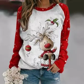 Женская толстовка с капюшоном, элегантная, с круглым вырезом, с 3D-принтом, с длинным рукавом, повседневные спортивные женские пуловеры на осень-зиму S