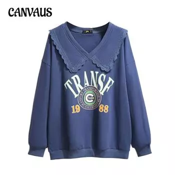 Женская толстовка с капюшоном больших размеров с осенним показом, тонкая свободная, с воротником-стойкой Lazy Doll 2XL чёрный