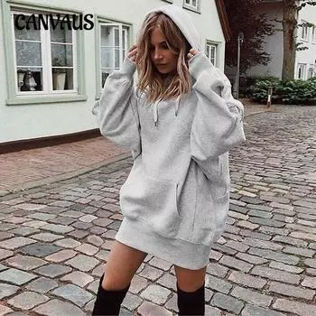 Женская толстовка с капюшоном большого размера с длинным рукавом, свободная толстовка с капюшоном, платье-толстовка S белый