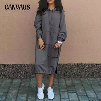 Женская толстовка с капюшоном большого размера с длинным рукавом, свободная толстовка с капюшоном, платье-толстовка XS розовый