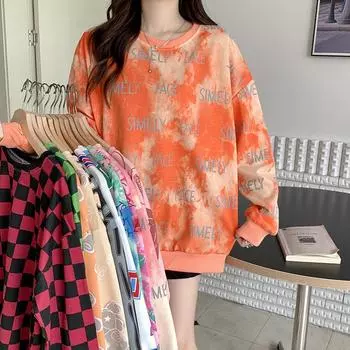 Женская толстовка с капюшоном, футболка с буквенным принтом, пуловеры, осеннее корейское модное тонкое пальто с длинными рукавами, куртка оверсайз y2k, свободный топ XL