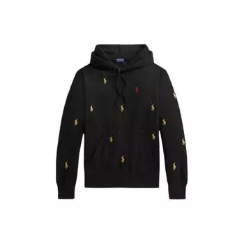 Женская толстовка с капюшоном и длинными рукавами с вышитым логотипом Polo Ralph Lauren, черная 211857293-001 L