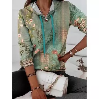 Женская толстовка с капюшоном и длинными рукавами с 3D-принтом и карманом для осени и зимы, женская одежда с капюшоном S белый