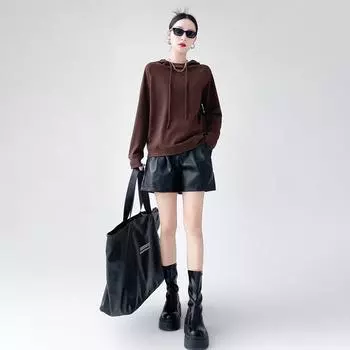 Женская толстовка с капюшоном и длинными рукавами на завязках — новый облегающий стиль для весны и осени, отлично подходит в качестве слоя одежды или верхней одежды M