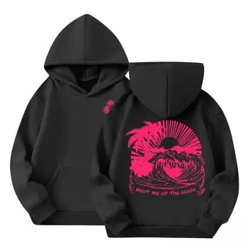 Женская толстовка с капюшоном и градиентным принтом, с длинными рукавами, свободная женская толстовка, толстовка 160 чёрный