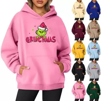 Женская толстовка с капюшоном и круглым вырезом, длинными рукавами и принтом XXXL чёрный