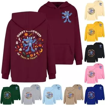 Женская толстовка с капюшоном и круглым вырезом, длинными рукавами и принтом «Хэллоуин» XXXL жёлтый