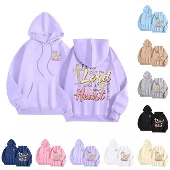 Женская толстовка с капюшоном и круглым вырезом с длинными рукавами и принтом бабочек «Любовь всем сердцем» L чёрный