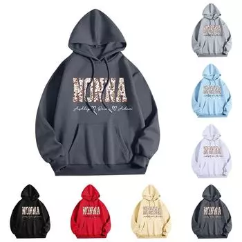 Женская толстовка с капюшоном и круглым вырезом, длинными рукавами и цветочным принтом S тёмно-синий