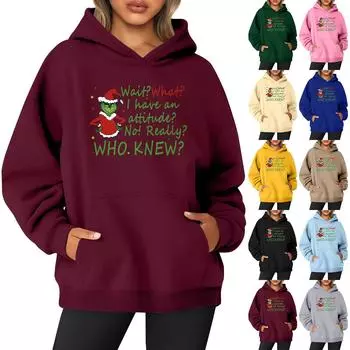 Женская толстовка с капюшоном и круглым вырезом, длинными рукавами и принтом M хаки