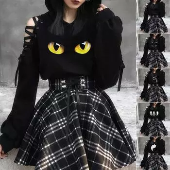 Женская толстовка с капюшоном и принтом милого кота, пуловер с длинными рукавами, короткая блузка, топы XXL