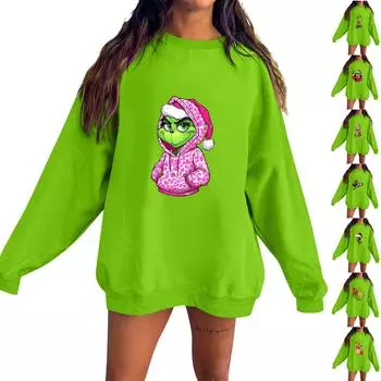 Женская толстовка с капюшоном и рождественским принтом, повседневная толстовка, пуловер XXL