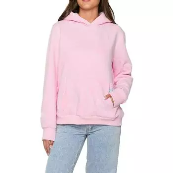 Женская толстовка с капюшоном и вышивкой «Звезда», длинный рукав, повседневный свитер с карманом, уличная одежда для зимы и осени S светло-желтого