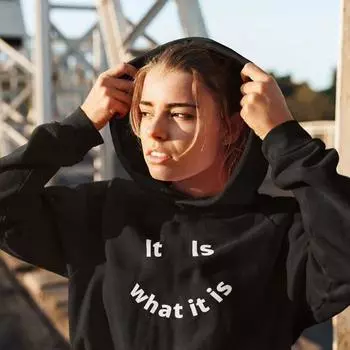 Женская толстовка с капюшоном It Is What It Is, забавные кофты, винтажные пуловеры, модный топ унисекс, джемпер, толстовки с капюшоном S белый