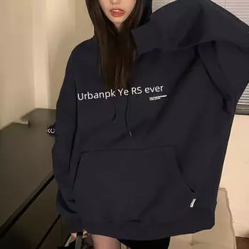 Женская толстовка с капюшоном из плюша в корейском стиле - осень/зима, свободный крой, новый дизайн XL