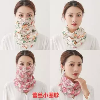 Женская толстовка с капюшоном, летняя тонкая солнцезащитная вуаль, универсальный маленький шелковый шарф для защиты шеи, универсальная маска для шеи, шарф 42*25
