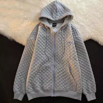 Женская толстовка с капюшоном, модный свободный вафельный топ, однотонная куртка-кардиган с длинными рукавами XXL белый