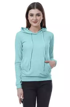 Женская толстовка с капюшоном Moomaya, топ с длинными рукавами и карманами, повседневные мягкие толстовки 2XL аква голубой