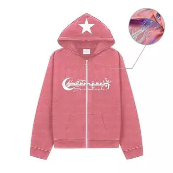 Женская толстовка с капюшоном на молнии, модная вышивка со звездами, готическое спортивное пальто с длинными рукавами, куртка с капюшоном Super Dalian S чёрный