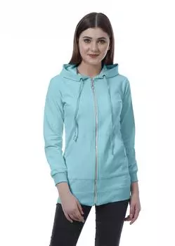 Женская толстовка с капюшоном на молнии Moomaya, топ с длинными рукавами и карманами, повседневные толстовки с капюшоном 2XL аква голубой