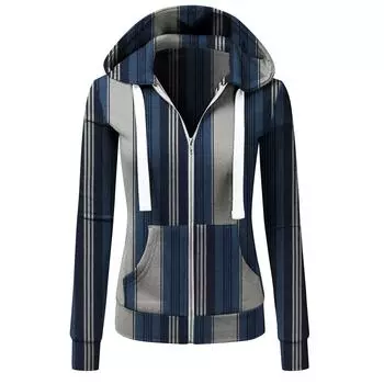 Женская толстовка с капюшоном на молнии с длинным рукавом, цветной блок, базовая повседневная толстовка с капюшоном L