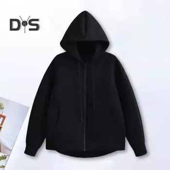 Женская толстовка с капюшоном на осень-зиму, толстый капюшон, застежка-молния, длинные рукава с большими карманами, однотонная свободная эластичная манжета, спортивное пальто на шнурке S светло-серый