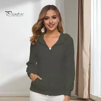 Женская толстовка с капюшоном на осень-зиму, толстая плюшевая застежка-молния, длинные рукава, однотонная куртка больших размеров, повседневная верхняя одежда для путешествий и поездок на работу S темно-серого