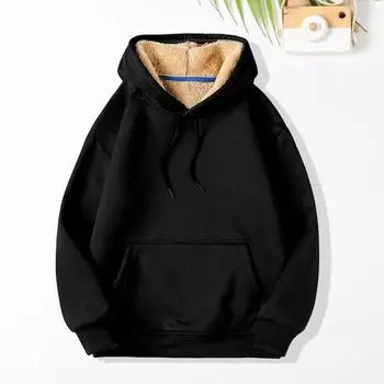 Женская толстовка с капюшоном на осень-зиму с толстой флисовой подкладкой, с длинными рукавами и карманом M вино красного