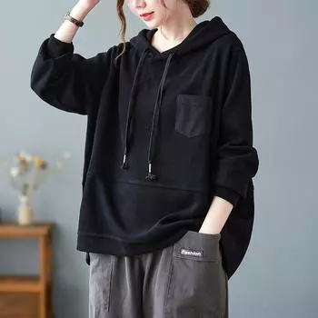Женская толстовка с капюшоном, однослойная, свободная, большого размера, с капюшоном, свободная, короткая, с капюшоном XXXL