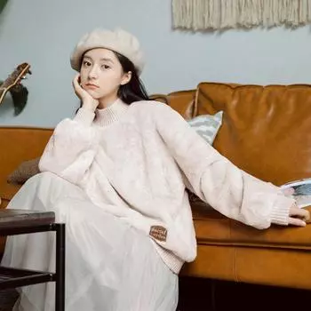 Женская толстовка с капюшоном, осенне-зимняя мода, толстовки с круглым вырезом, свободный плюшевый топ с длинными рукавами S бежевый