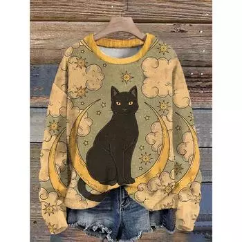 Женская толстовка с капюшоном, повседневная толстовка с длинными рукавами, толстовки с 3d принтом, женская толстовка с круглым вырезом, пуловеры с длинными рукавами, женская одежда, топы S