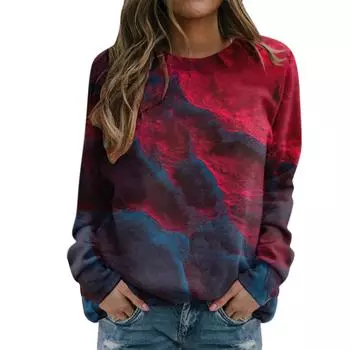 Женская толстовка с капюшоном Повседневная Звездное небо Цвета Смешные принты Толстовки с длинными рукавами O-образным вырезом Женские модные топы S