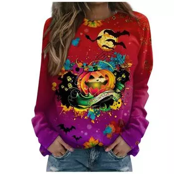 Женская толстовка с капюшоном, сексуальная, элегантная, с круглым вырезом, с 3D-принтом, с длинным рукавом, женские осенне-зимние пуловеры S