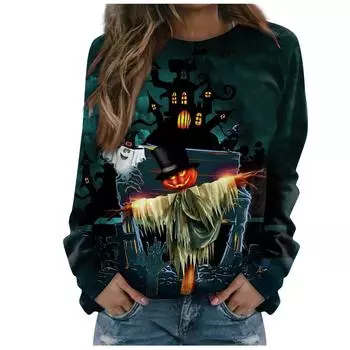 Женская толстовка с капюшоном, сексуальная, элегантная, с круглым вырезом, с 3D-принтом, с длинным рукавом, женские осенне-зимние пуловеры S
