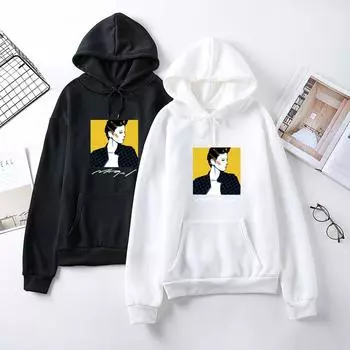 Женская толстовка с капюшоном свободного кроя с принтом для женщин, осень-зима, плюшевые толстовки с длинными рукавами, свитшот, топ XL белый