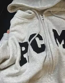 Женская толстовка с капюшоном свободного покроя в стиле хип-хоп с надписью и бархатом — осенне-зимний стиль для пар M