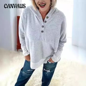 Женская толстовка с капюшоном, свободный топ, осень и зима S серый