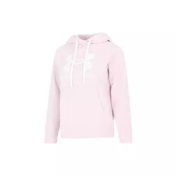 Женская толстовка с капюшоном Under Armour Rival из флиса с большим логотипом и шнурком, розовая 1356318-647