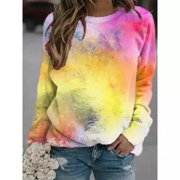 Женская толстовка с круглым вырезом и 3D-цифровой печатью, осенне-зимние свободные пуловеры большого размера с бабочкой S