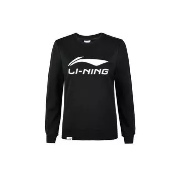 Женская толстовка с круглым вырезом и большим логотипом Li Ning Badminton Series, черная AWDR818-2 M