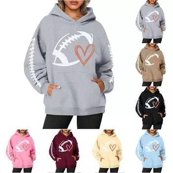 Женская толстовка с круглым вырезом и длинным рукавом с принтом регби L чёрный