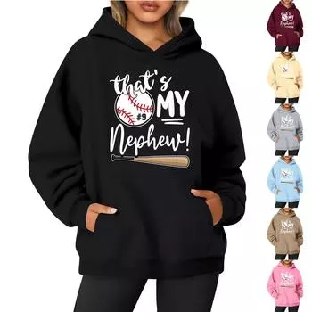 Женская толстовка с круглым вырезом и длинным рукавом с бейсбольным принтом XXL