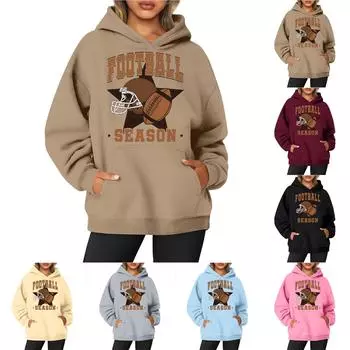 Женская толстовка с круглым вырезом и длинным рукавом с принтом регби L чёрный