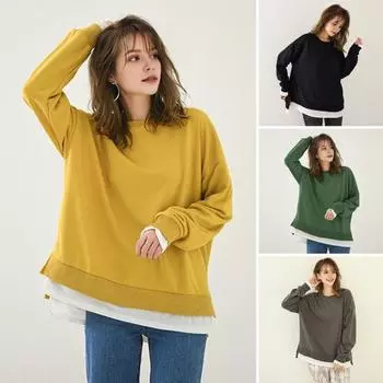Женская толстовка с круглым вырезом и длинным рукавом, однотонная, свободная посадка, пуловер, топы из двух частей, повседневные спортивные топы с боковыми разрезами M зелёный